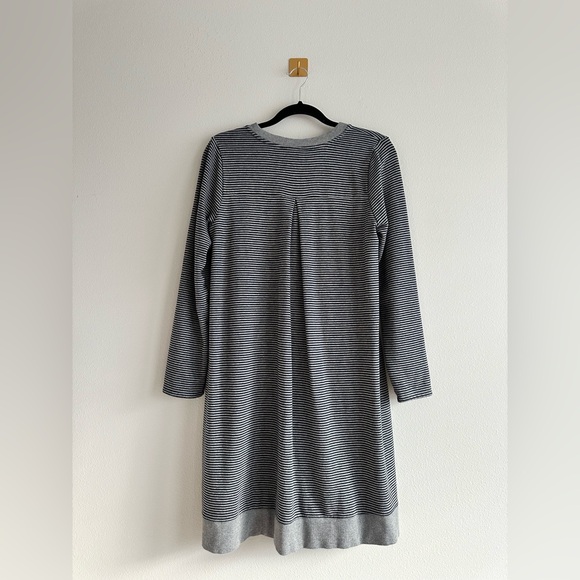 J Jill Black & Gray Long Sleeve Cotton Dress With Pockets | Size Large Tall - Picture 5 of 7